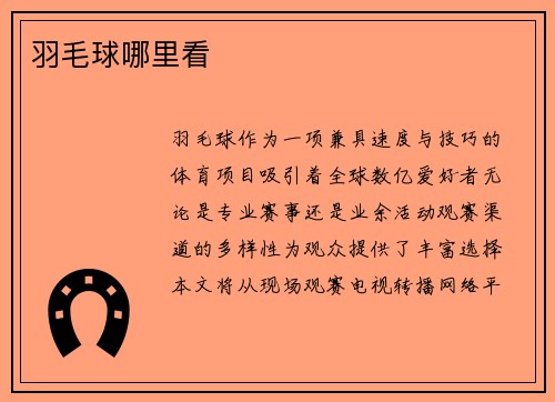 羽毛球哪里看